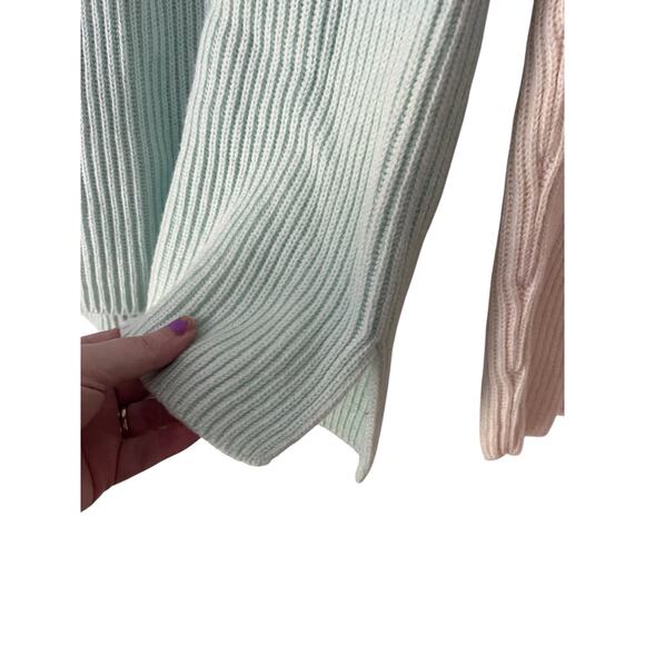 Talbots Womens Color Block Lambswool Blend Sweater Green Gray Cream Size Medium - Picture 4 of 6